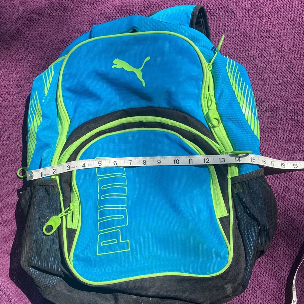 Puma Blue and Green Backpack GUC - Picture 3 of 9